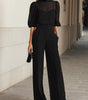 Three-Piece Set with Sheer Blouse and Wide-Leg Pants for Women | Ideal for Banquets