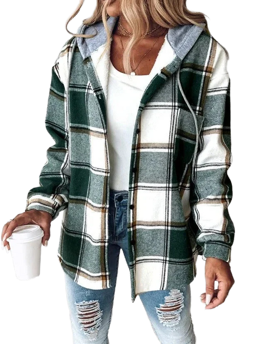 Elegant Checked Hooded Jacket for Women