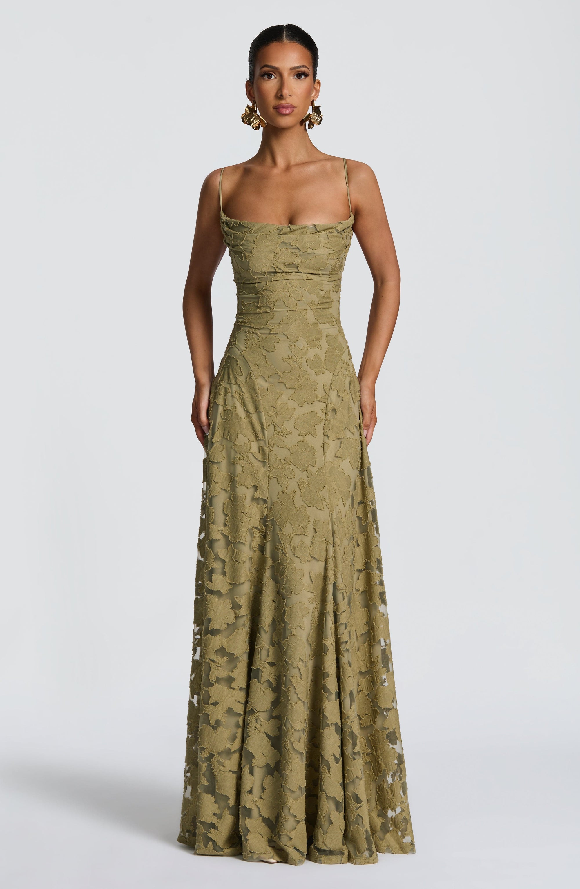 Draped Long Floral Pattern Dress with Straps for Women | Perfect for Outings