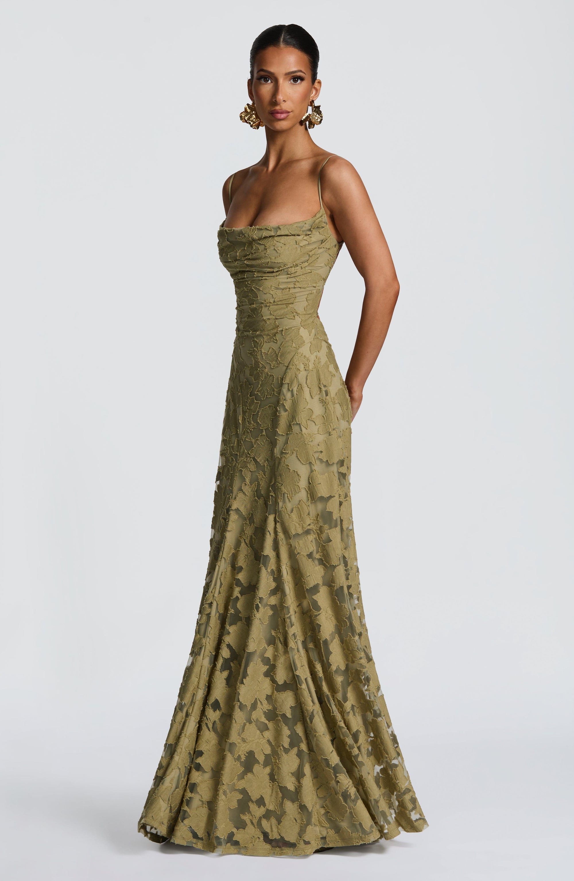 Draped Long Floral Pattern Dress with Straps for Women | Perfect for Outings
