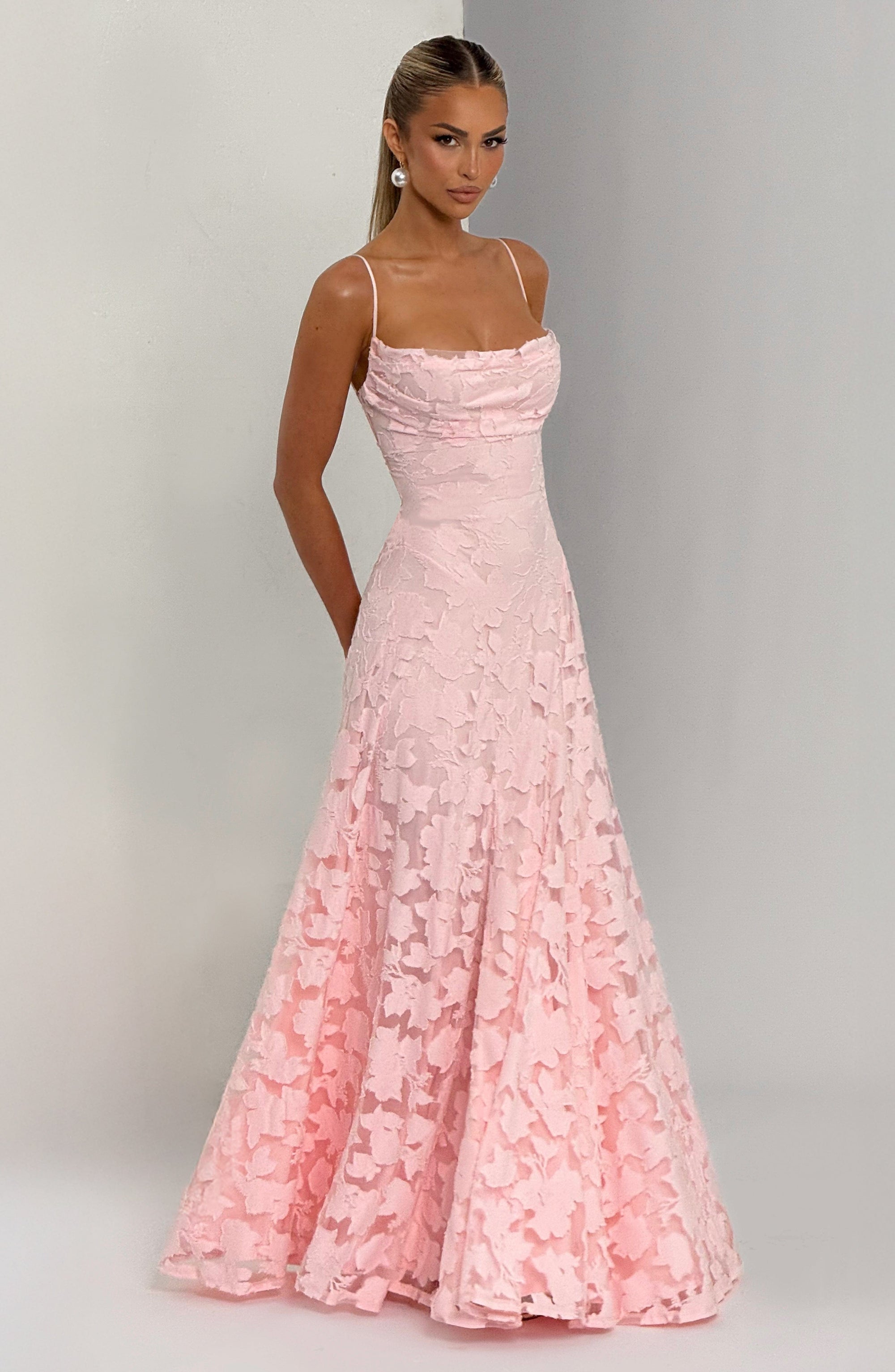 Draped Long Floral Pattern Dress with Straps for Women | Perfect for Outings