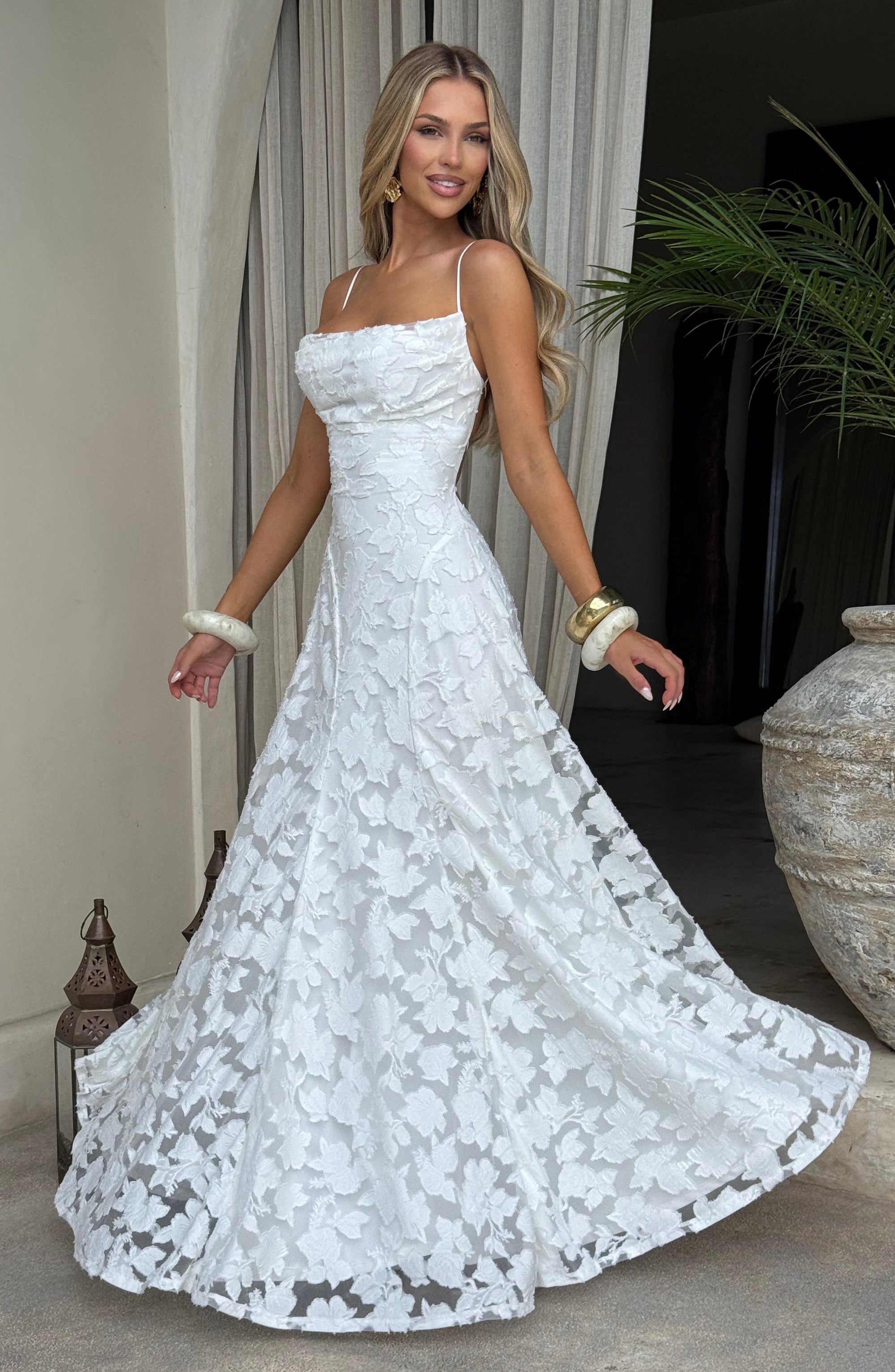 Draped Long Floral Pattern Dress with Straps for Women | Perfect for Outings