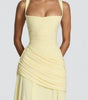 Long Dress with Square Neckline and Side Draping for Women | Perfect for Summer
