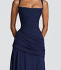 Long Dress with Square Neckline and Side Draping for Women | Perfect for Summer