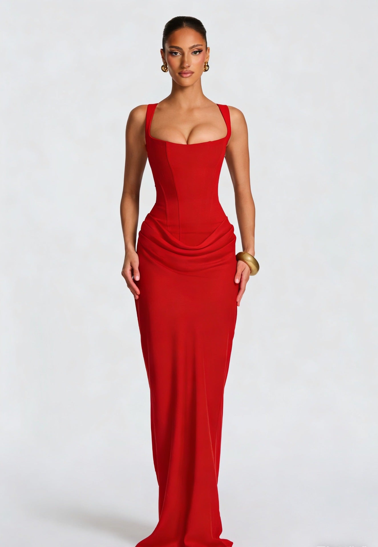 Long Dress with Wide Straps and Corset Detail for Women | Perfect for Going Out