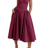 Fitted and Pleated Midi Dress with Straps for Women | Perfect for Going Out