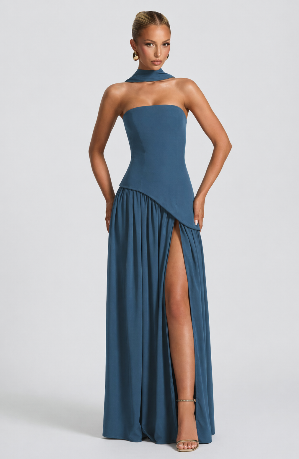 Asymmetrical Long Strapless Dress for Women | Perfect for Going Out