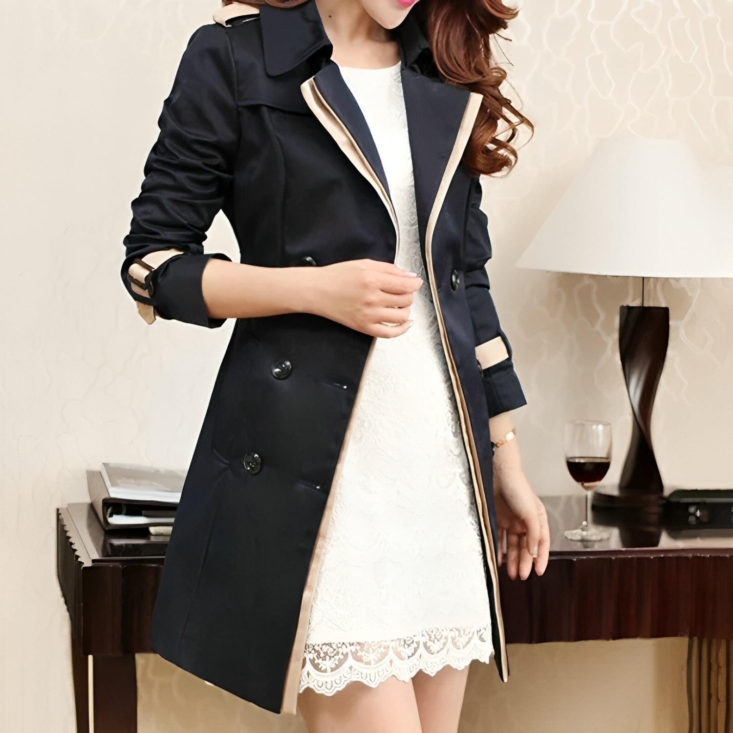 Elegant Double-Breasted Trench Coat for Women
