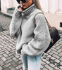 Oversized cotton turtleneck sweater in chunky knit