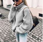 Oversized cotton turtleneck sweater in chunky knit