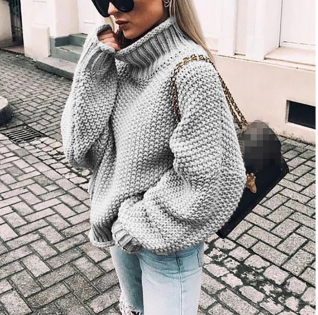 Oversized cotton turtleneck sweater in chunky knit