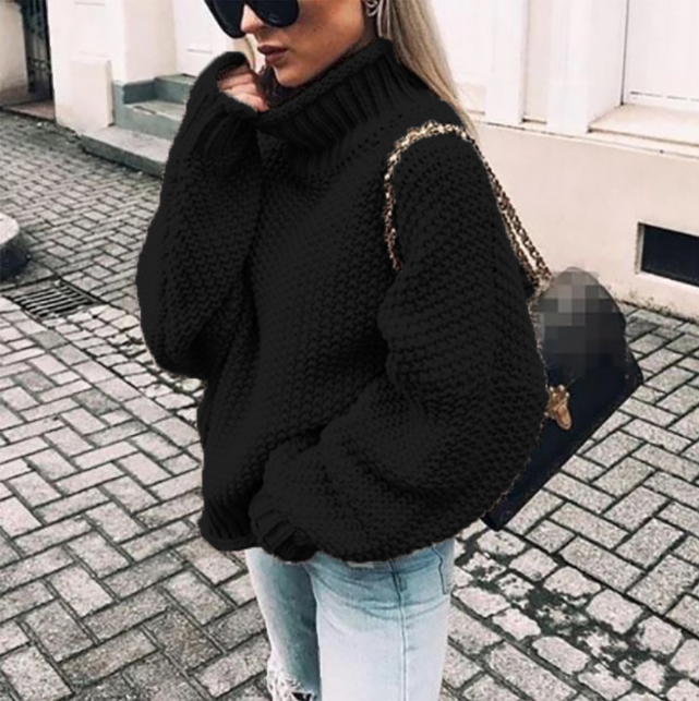 Oversized cotton turtleneck sweater in chunky knit