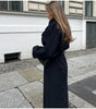 Long double-breasted trench coat for women