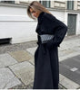 Long double-breasted trench coat for women