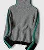 Oversized Two-Tone Jacquard Turtleneck Sweater for Women