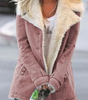 Women's Straight Military Style Jacket with Wide Faux Fur Collar