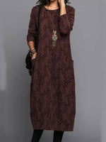 Long-sleeve mid-length dress for women