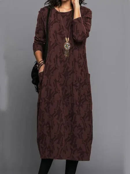 Long-sleeve mid-length dress for women
