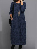 Long-sleeve mid-length dress for women