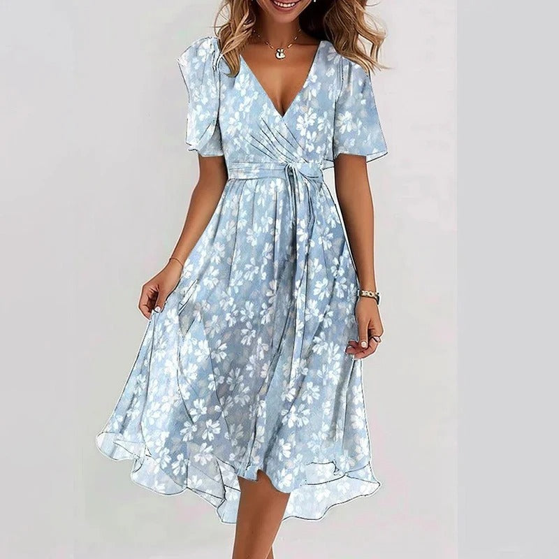 Long floral print dress for women