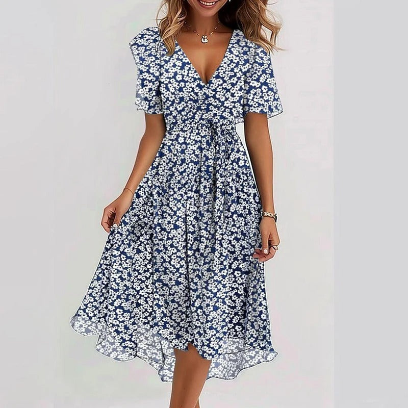 Long floral print dress for women