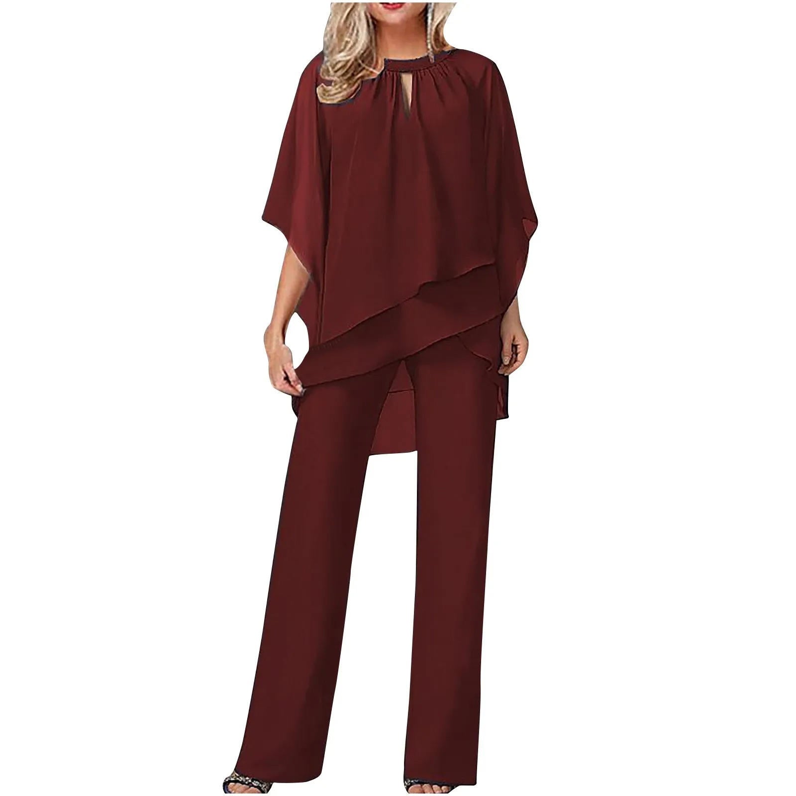 Formal tailored chiffon pants for women
