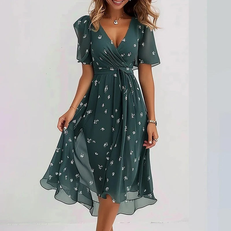 Long floral print dress for women