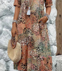Floral Midi Dress with Short Sleeves for Women