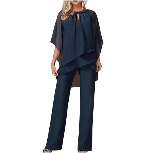 Formal tailored chiffon pants for women