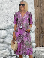 Printed midi dress for women