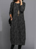 Long-sleeve mid-length dress for women