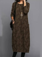 Long-sleeve mid-length dress for women