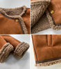 Structured Short Suede Jacket with Shearling Trim for Women
