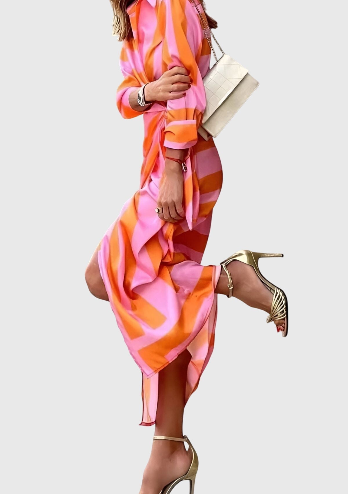 Long-sleeve printed maxi dress for women