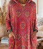 Ethnic Print Knitted Hoodie Tunic for Women