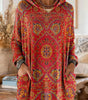 Ethnic Print Knitted Hoodie Tunic for Women
