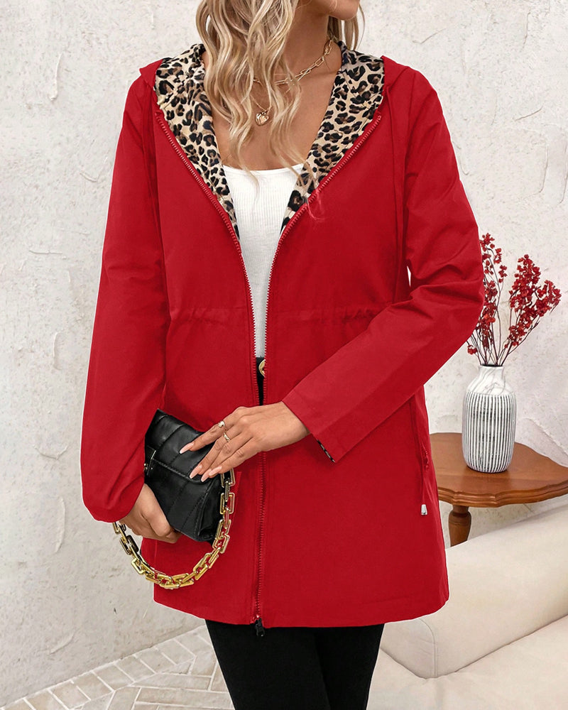 Reversible Coat with Leopard Print for Women