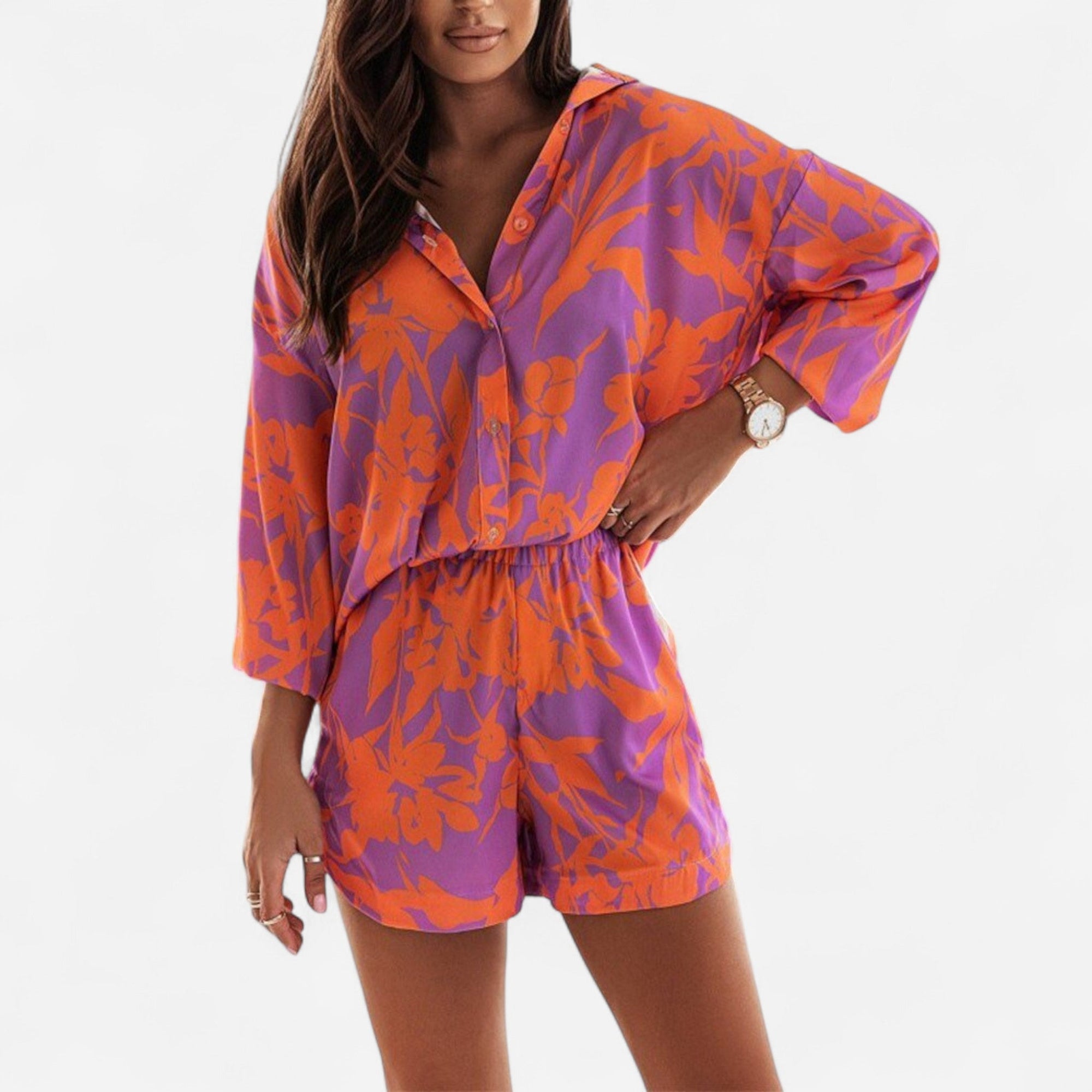 Ensemble Chemise Boutonnée et Shorts pour Femme - Emilia Lane