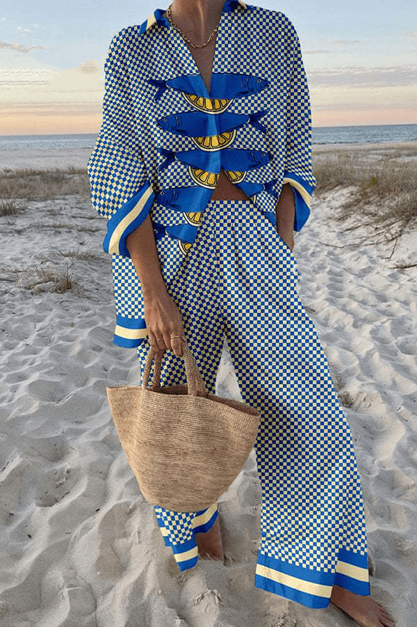 Casual Fish Print Set for Women