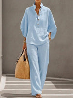 Flowy Batwing Sleeve Set with High-Waisted Pants for Women | Ideal for Summer