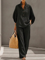 Flowy Batwing Sleeve Set with High-Waisted Pants for Women | Ideal for Summer