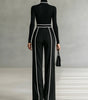 Ensemble pantalon à jambes larges et haut à col montant pour femmes - Emilia Lane