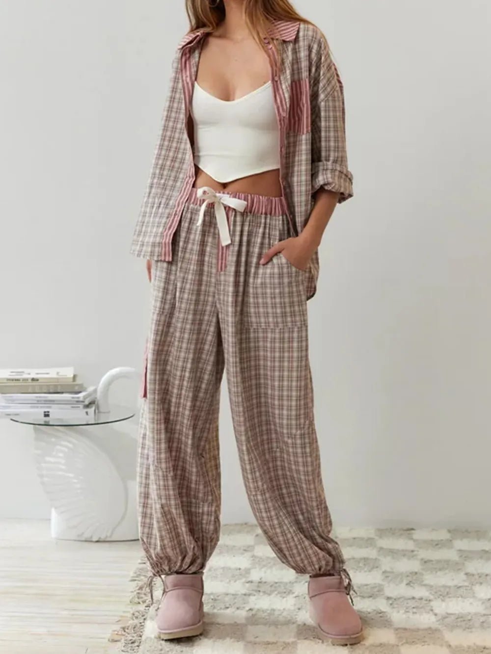 Ensemble Pyjama Pantalon Long en Polyester pour Femme - Emilia Lane
