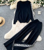 Ensemble Tricoté Top à Manches Longues et Pantalon à Jambes Larges pour Femme - Emilia Lane