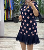 Mid-length pleated polka dot dress for women