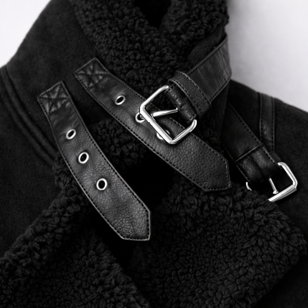 Women's Loose-Fit Suede Aviator Jacket with Belt