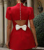 Elegant Short Dress with Bow for Women