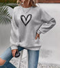 Long-sleeve round neck sweater with heart print for Women