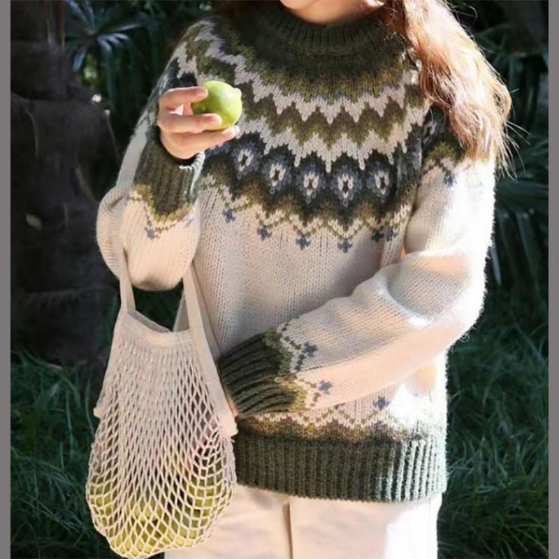 Winter Nordic Pattern Pullover for Women