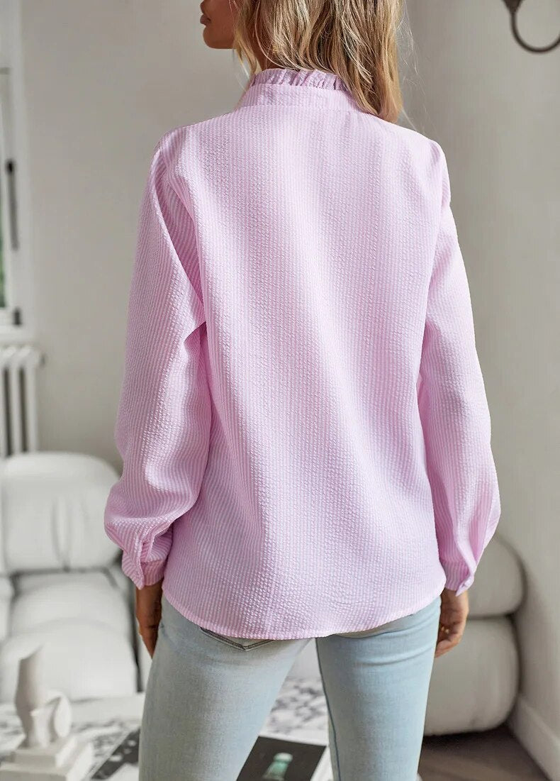 Long-sleeve high-neck blouse for women